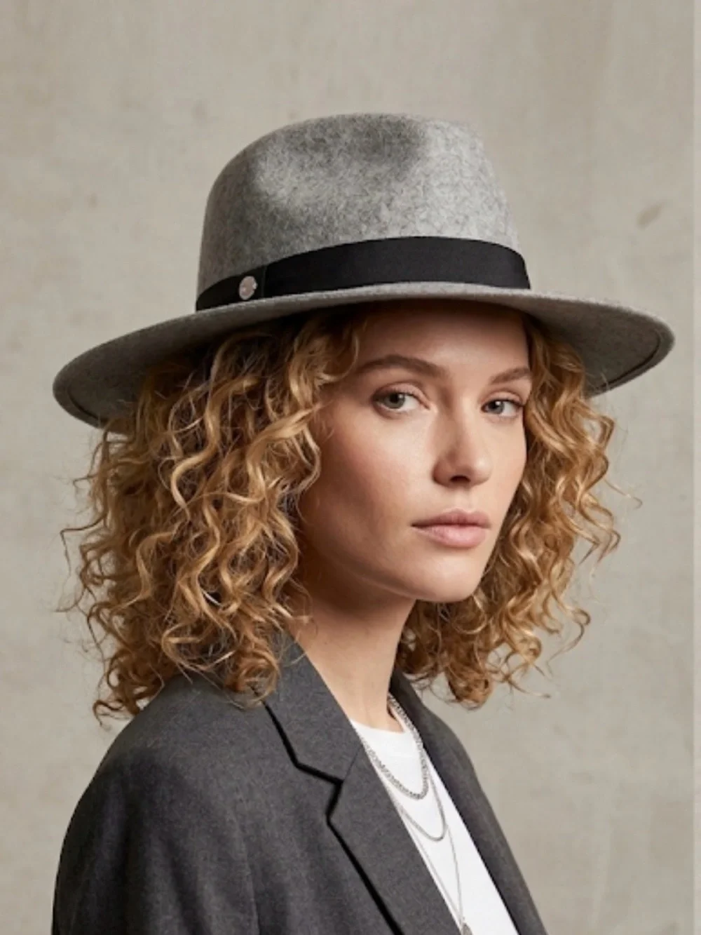 Gray Wool Fedora Hat